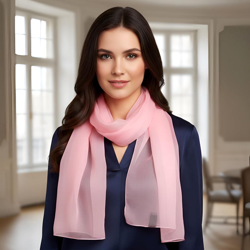 SERENITA Christmas Scarf Valentine Women Silk Feel Chiffon Soft Sheer lightweigt solid neck evening bridal head scarf - Image 2